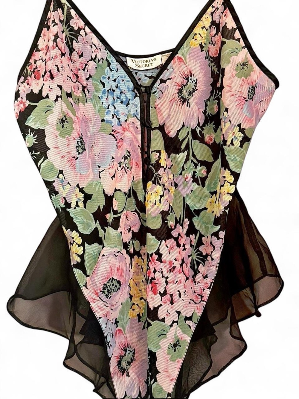 Gold Label Victoria's Secret Black Floral Teddy